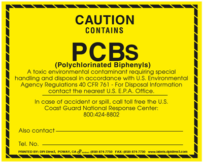 PCB Caution - 2.5 x 2.0 - (100 /Roll)