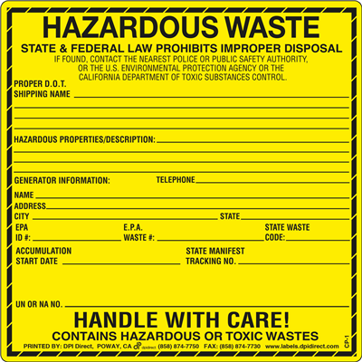  CP-1 - 6x6  Hazardous Waste