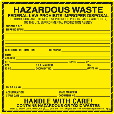  FP-3 Custom Hazardous Waste