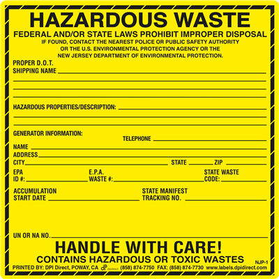  NJP-1 Custom Hazardous Waste