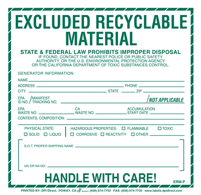 Excluded Recyclable Material (Other States) Custom