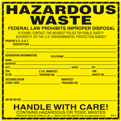  FP-7 Custom Hazardous Waste