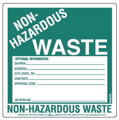 Non-Hazardous Waste (Paper) - 6x6 