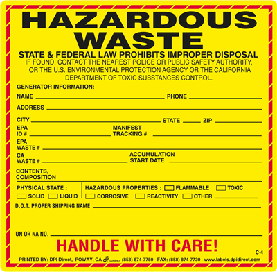 Hazardous Waste California Paper Labels HWL202CAP Package of 500 fan-folded labels GC Labels-HWL202CAP 