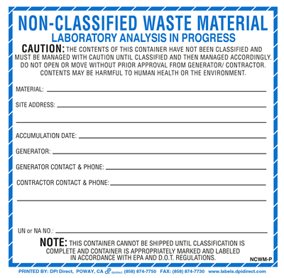 Non-Classified Waste Material Custom